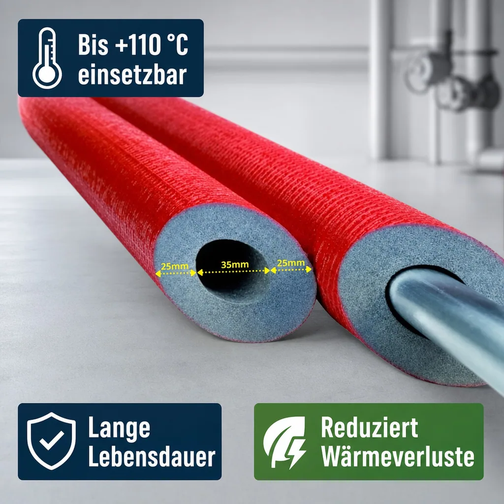 Rohrisolierung 35mm, Heizungsrohrisolierung, 2m, grau, flexibel Rohrisolierung