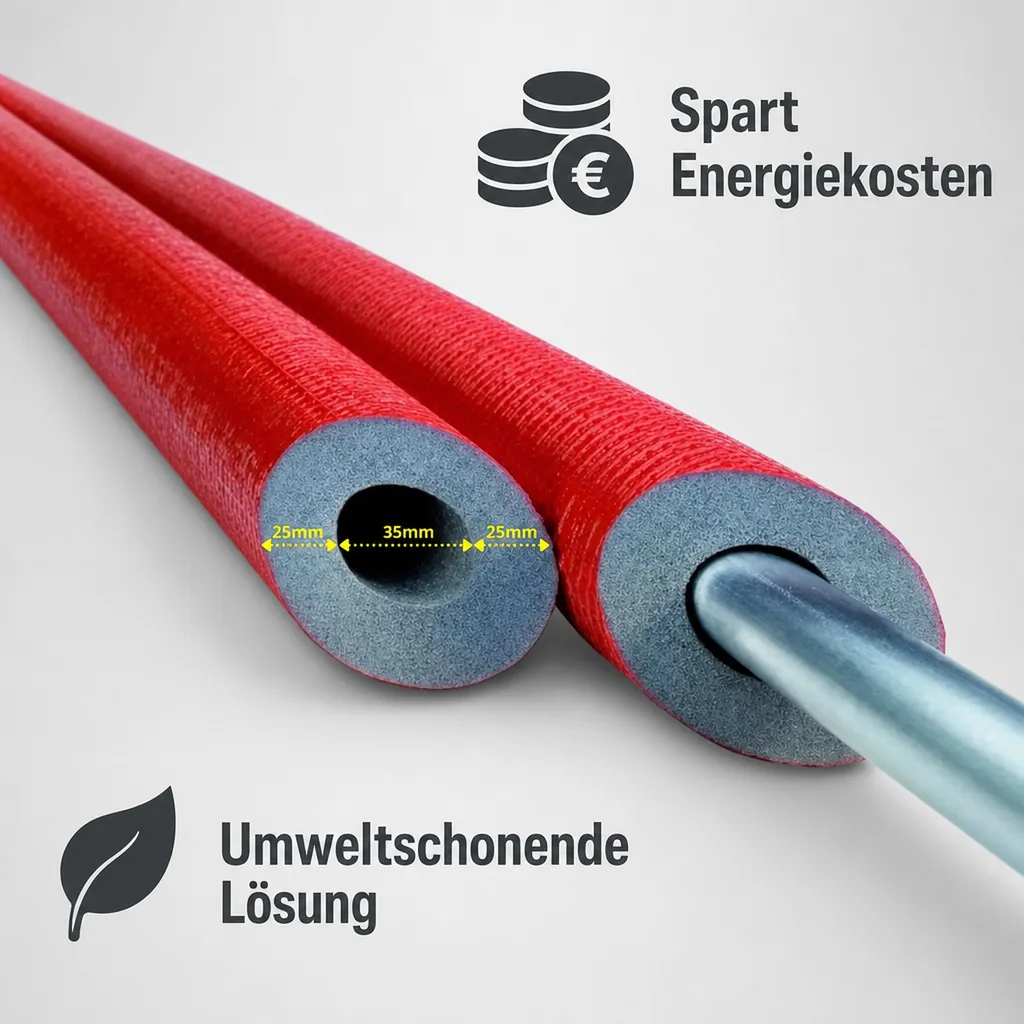 Rohrisolierung 35mm, Heizungsrohrisolierung, 2m, grau, flexibel Rohrisolierung