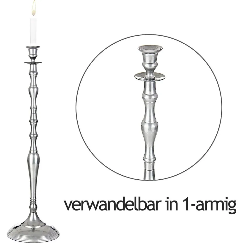 Kerzenständer silber glänzend Aluminium 40cm 5-armig Kandelaber