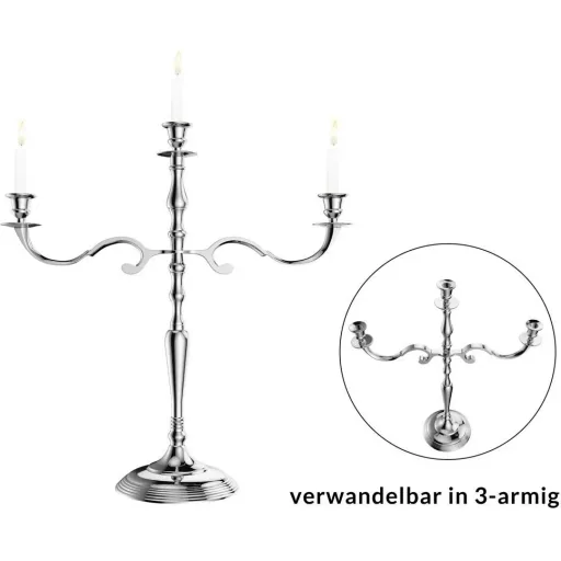 Kerzenständer silber glänzend Aluminium 40cm 5-armig Kandelaber