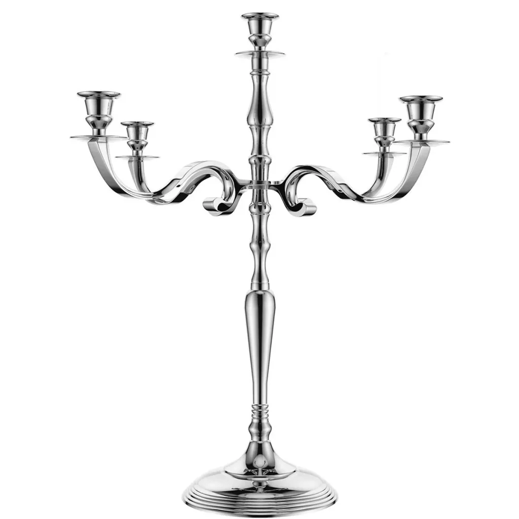 Kerzenständer silber glänzend Aluminium 40cm 5-armig Kandelaber