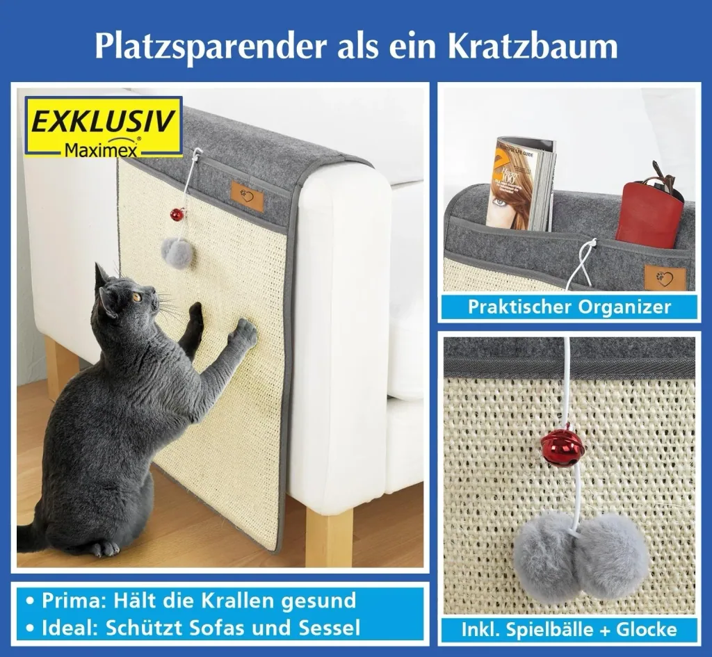 Katzen-Kratzmatte, Anthrazit/ Beige, 128 x 45 cm
