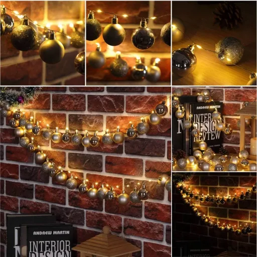 Weihnachtsbeleuchtung Kugeln 40-LED - Champagner - 2m