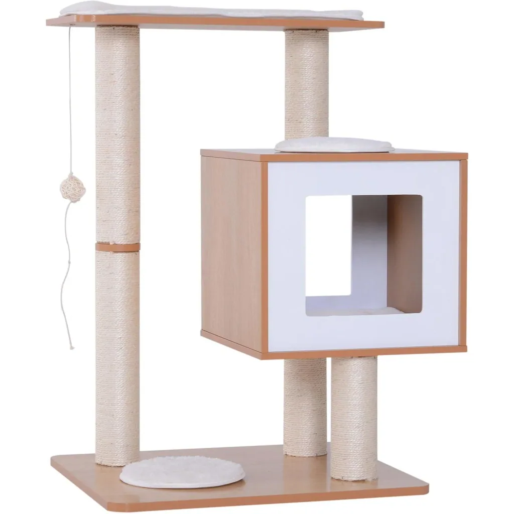 Kratzbaum Kletterbaum Sisal Polster Liegefläche Ball natur 56 x 48 x 80 cm