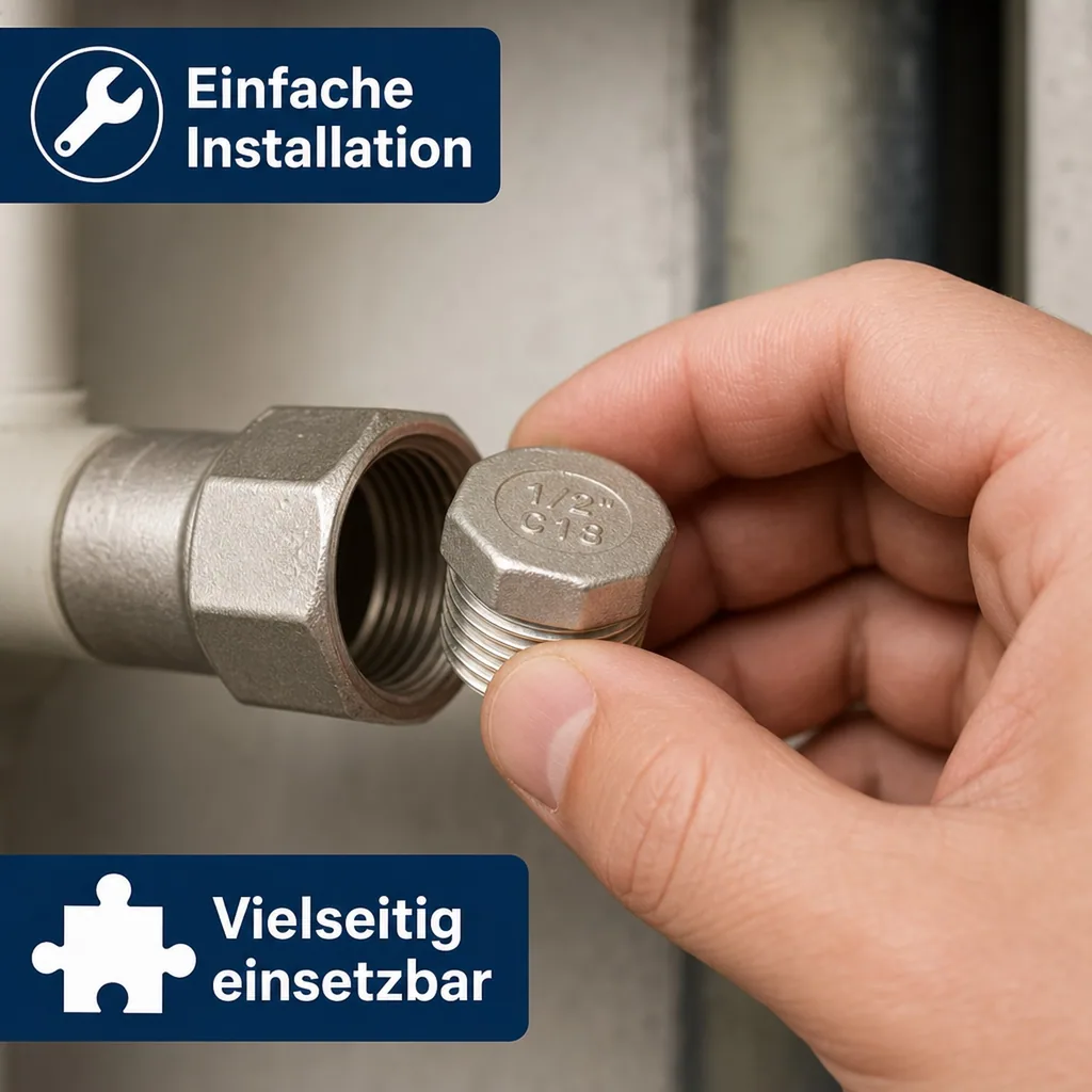 Edelstahl Stopfen, Gewinde Stopfen, 1/2 Zoll AG, 10 bar