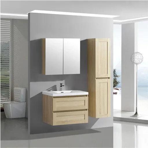 Reno Bade Hoher Schrank 35x32x160cm Eiche