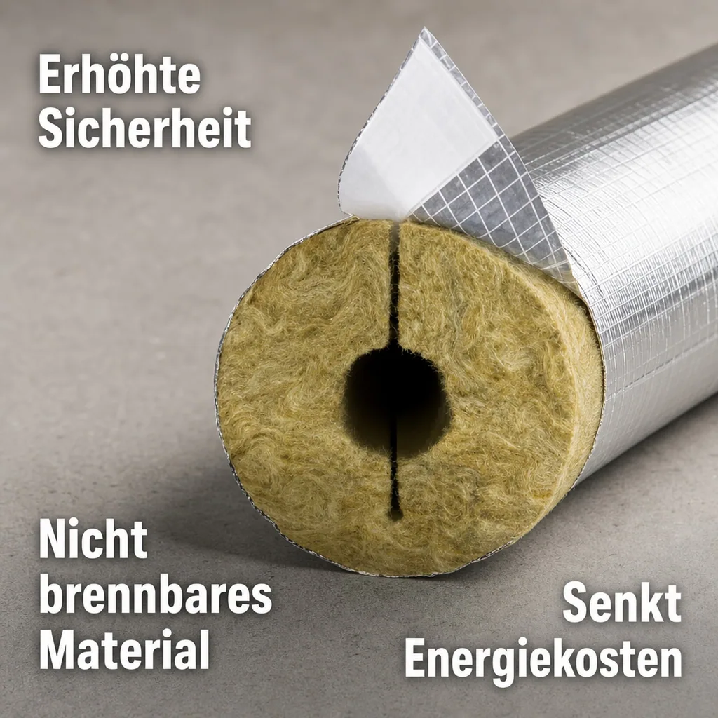 Rohrisolierung Steinwolle, ALU, 28x30mm, 1m, GEG 100%