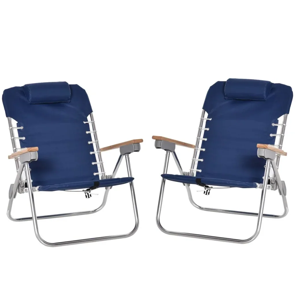 2-er Set Campingstuhl Klappstuhl Gartenstuhl mit Armlehnen Strand Balkon faltbar Metall Oxfordstoff Blau 69 x 62 x 73,5