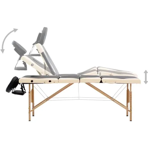 Klappbarer Massagetisch 4 Zonen Holz schwarz und beige