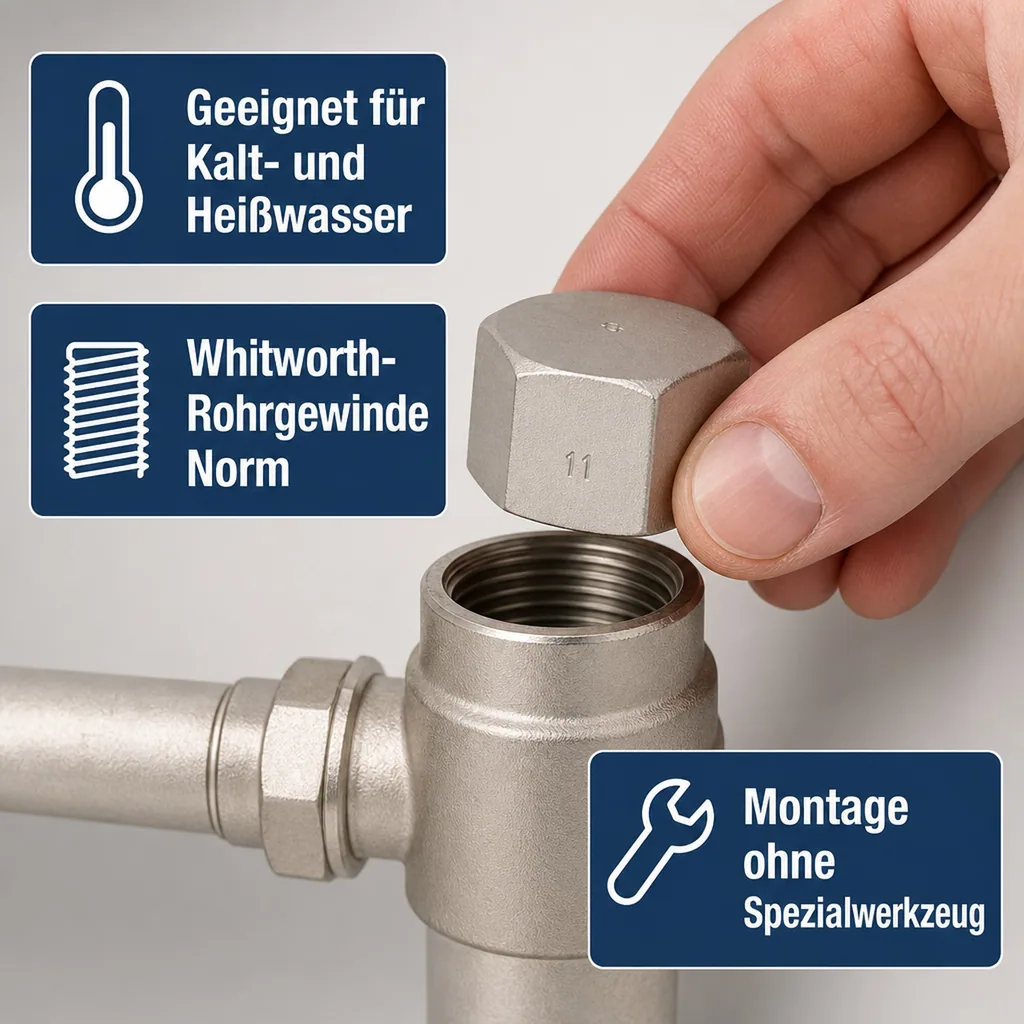 Gewindefitting Edelstahl Kappe 1" IG 10bar
