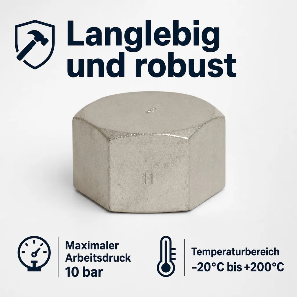 Gewindefitting Edelstahl Kappe 1" IG 10bar