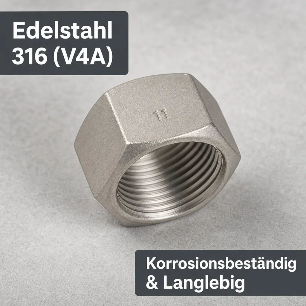 Gewindefitting Edelstahl Kappe 1" IG 10bar