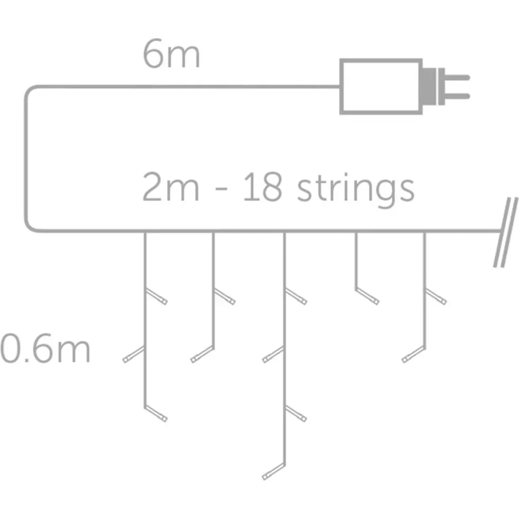 Vellight Weihnachtsbeleuchtung - 2 x 0,6 m - 72 LEDs - Weiß - Innen & Außen