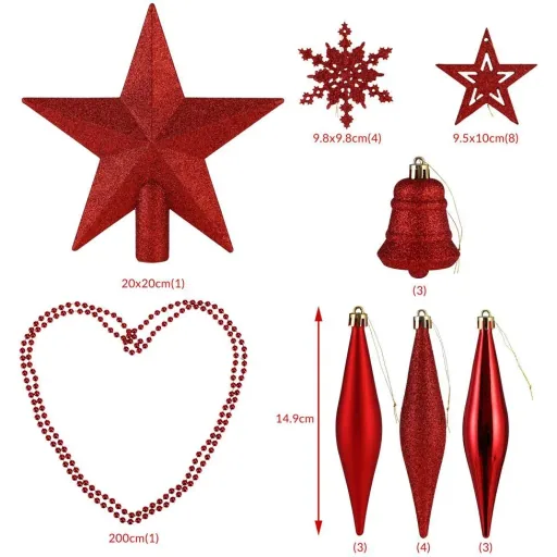 Weihnachtskugeln 102 Stück - Rot