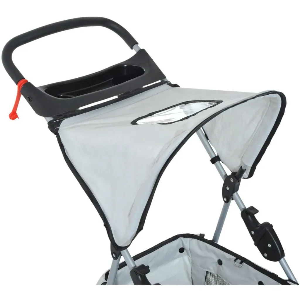 Hundebuggy Hundewagen mit Sonnendach Stahl Grau