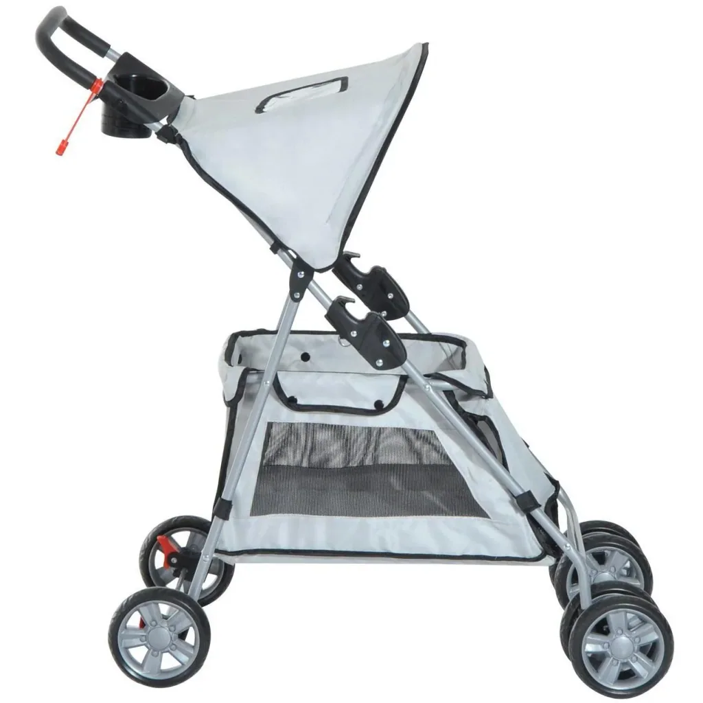 Hundebuggy Hundewagen mit Sonnendach Stahl Grau