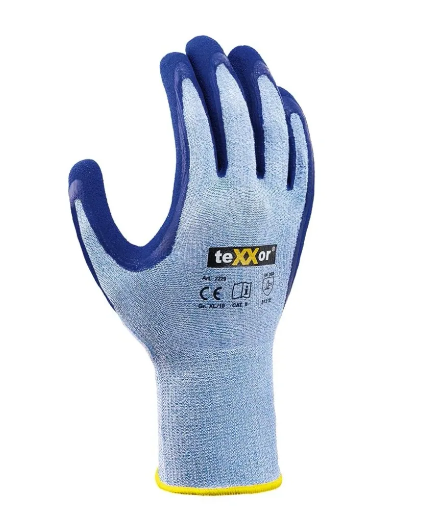 Polyester-Strickhandschuh LATEX hellblau meliert/ mittelblau Gr. 10
