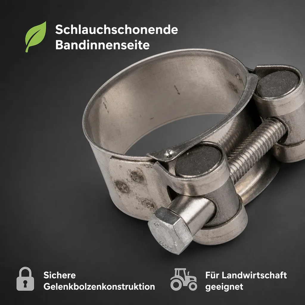 Schlauchschellen 19-21mm, Gelenkbolzenschelle, Spannbackenschelle, DIN 3017