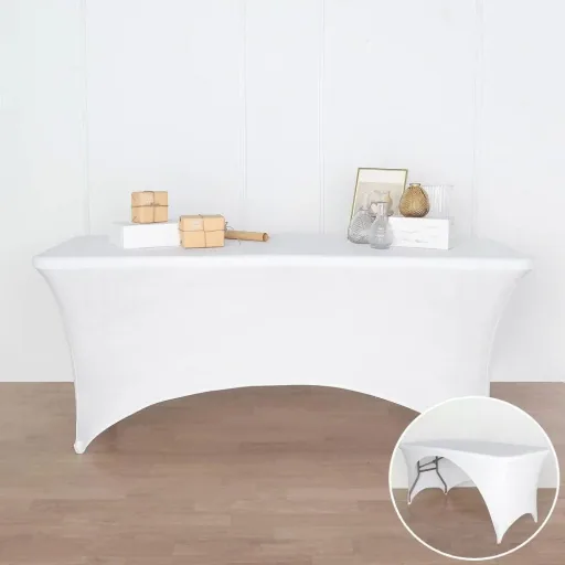 Schutzhülle für rechteckigen Tisch - Stretch - 75 x 180 x 74 cm - Weiß