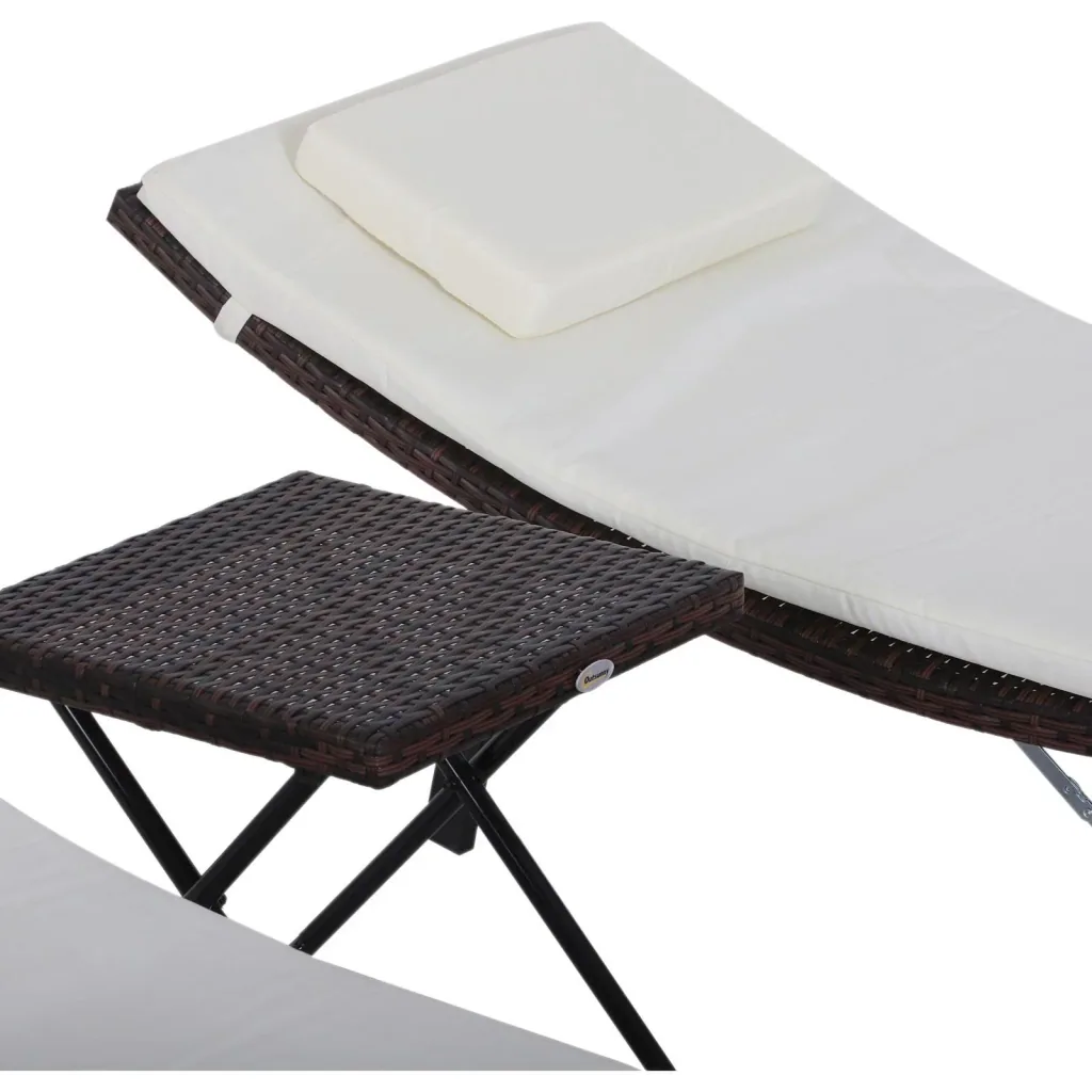3er-Set Sonnenliege Gartenliege mit Tisch Gartenmöbel Polyrattan klappbar Braun 196 x 61 x 53 cm
