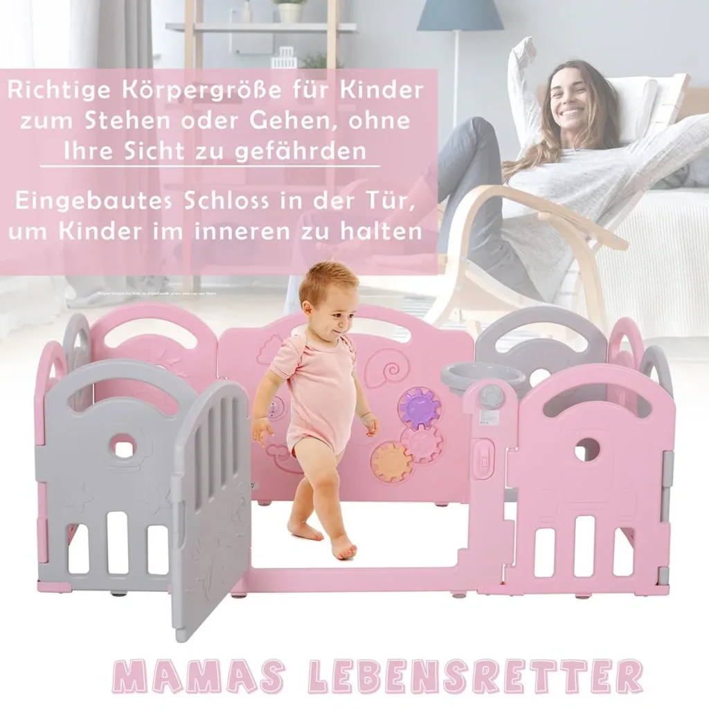 Baby Laufgitter mit Ballkorb und 3 Zahnräder