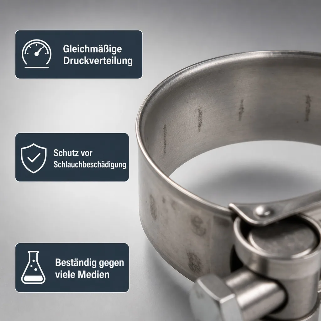 Gelenkbolzenschelle, Spannbackenschelle 17-19 mm, DIN 3017, Schlauchschelle