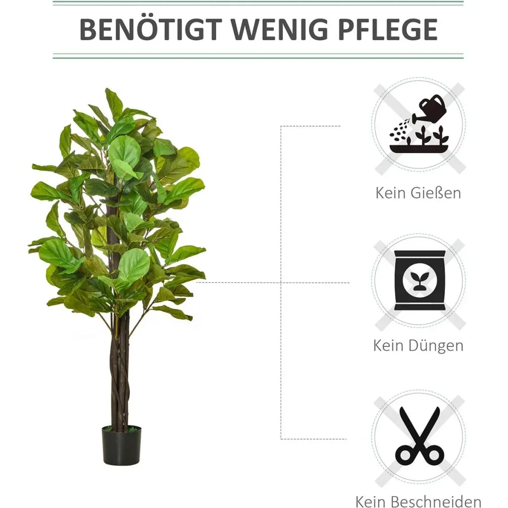 künstliche Pflanzen 155 cm künstlicher Feigenbaum Kunstpflanze Zimmerpflanze Dekopflanze Büropflanze Kunststofftopf für
