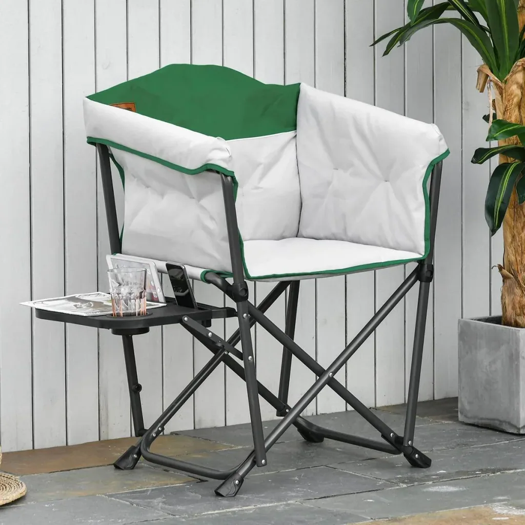 Campingstuhl mit Getränkehalterung weiss, grün