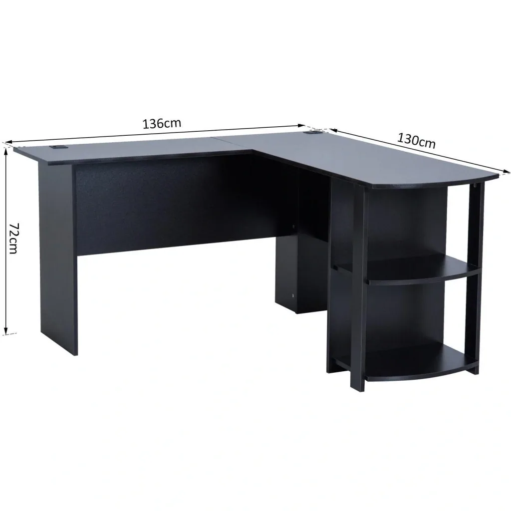 Eckschreibtisch Schreibtisch Staufach Schwarz L136 x B130 x H72cm