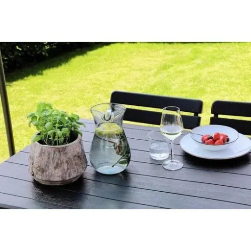 Kunststoff-Camping-Tisch Klapptisch - Woodlook Schwarz - 179x74x72,5 cm - Aluminiumgestell