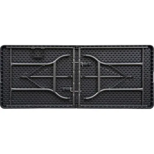 Kunststoff-Camping-Tisch Klapptisch - Woodlook Schwarz - 179x74x72,5 cm - Aluminiumgestell