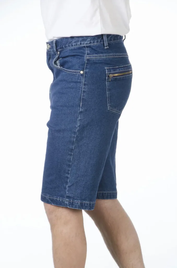 Jeans Shorts, bluestone, mit 2 Reißverschluss Gesäßtaschen, Gr.48
