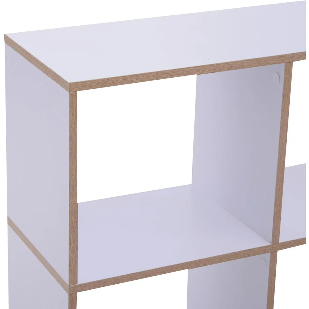 6 Fächer Rollregal Bücherregal Standregal mit 5 Rollen Holz Weiß 120 x 30 x 80 cm