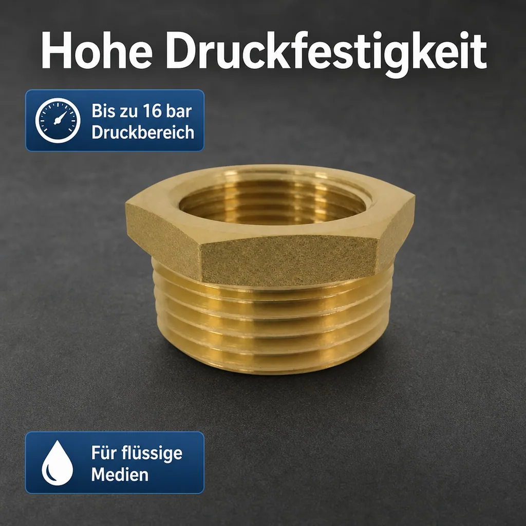 Messingfitting, Reduzierstück, Gewindefitting 1 1/4" AG x 1" IG