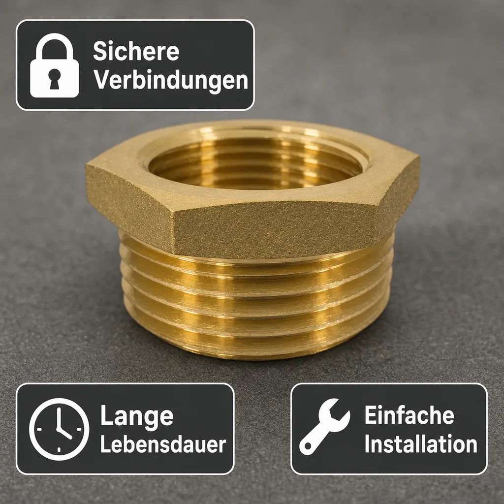 Messingfitting, Reduzierstück, Gewindefitting 1 1/4" AG x 1" IG