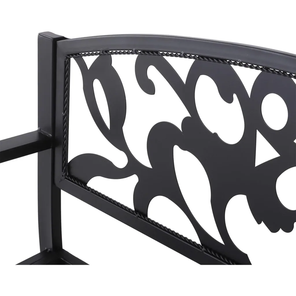 2-Sitzer Sitzbank Gartenbank Metallbank mit Armlehne Landhausstil Metall Schwarz 128 x 50 x 91 cm