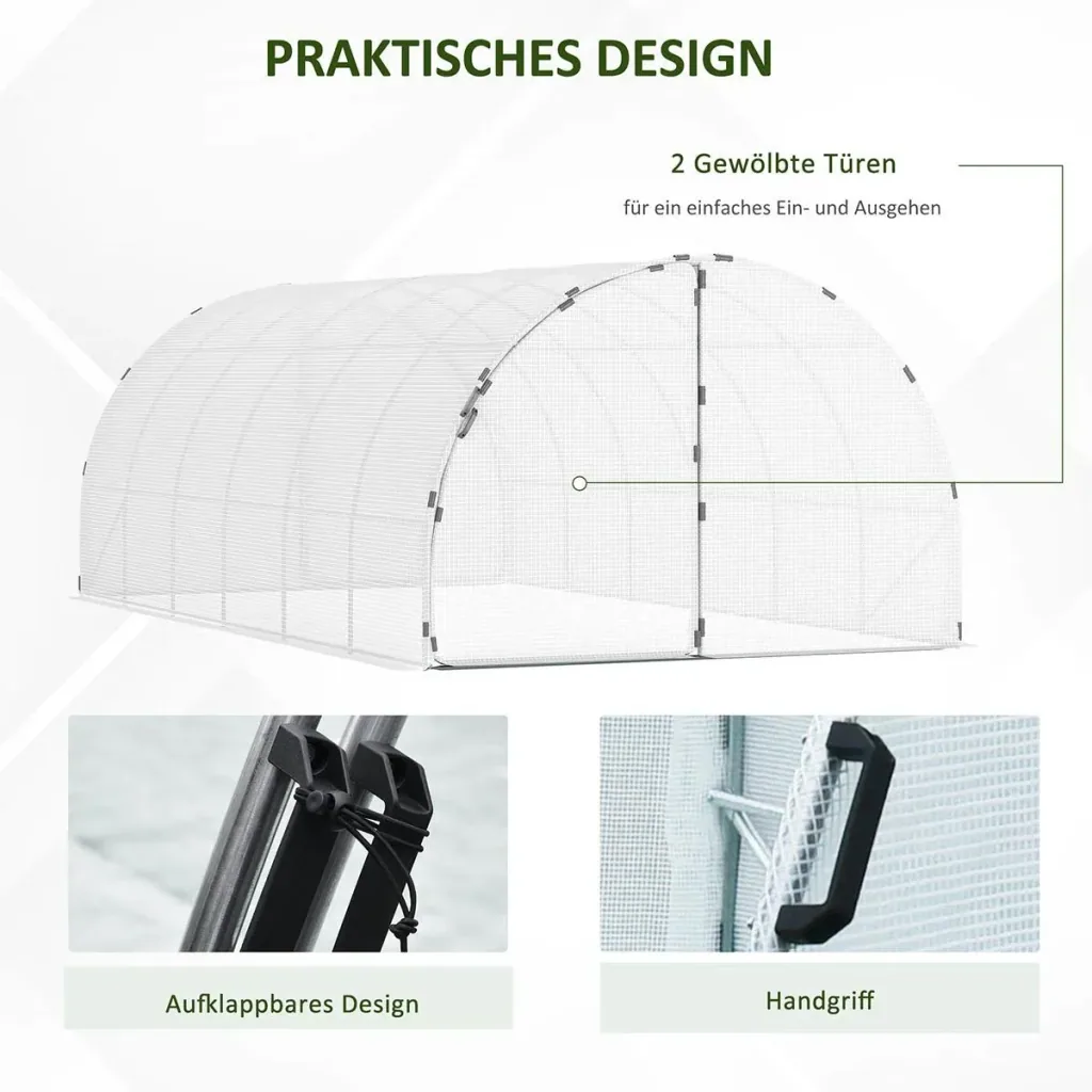 Foliengewächshaus begehbares Gewächshaus 570 x 292 x 195 cm Gartentunnel Folientunnel Tunnelgewächshaus Treibhaus Garten