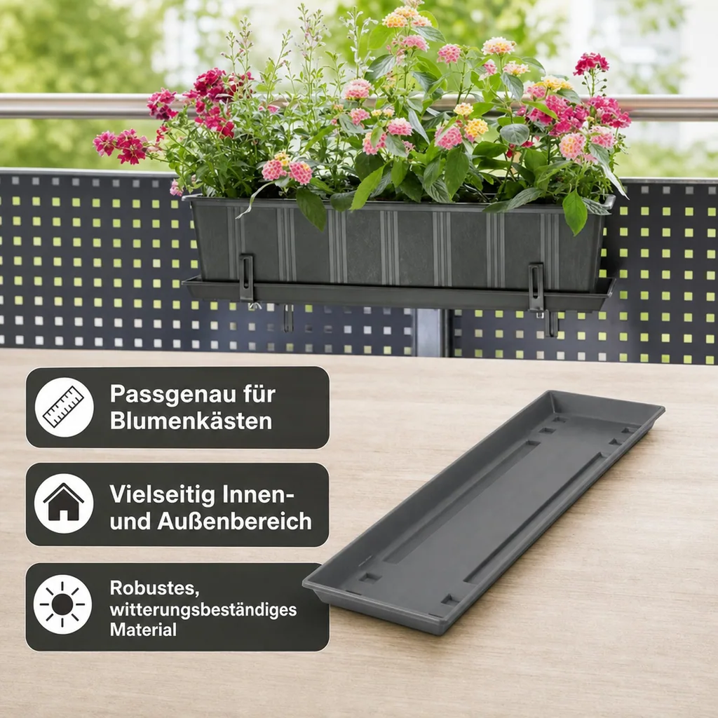 Blumenkasten Untersetzer, anthrazit, 60 cm