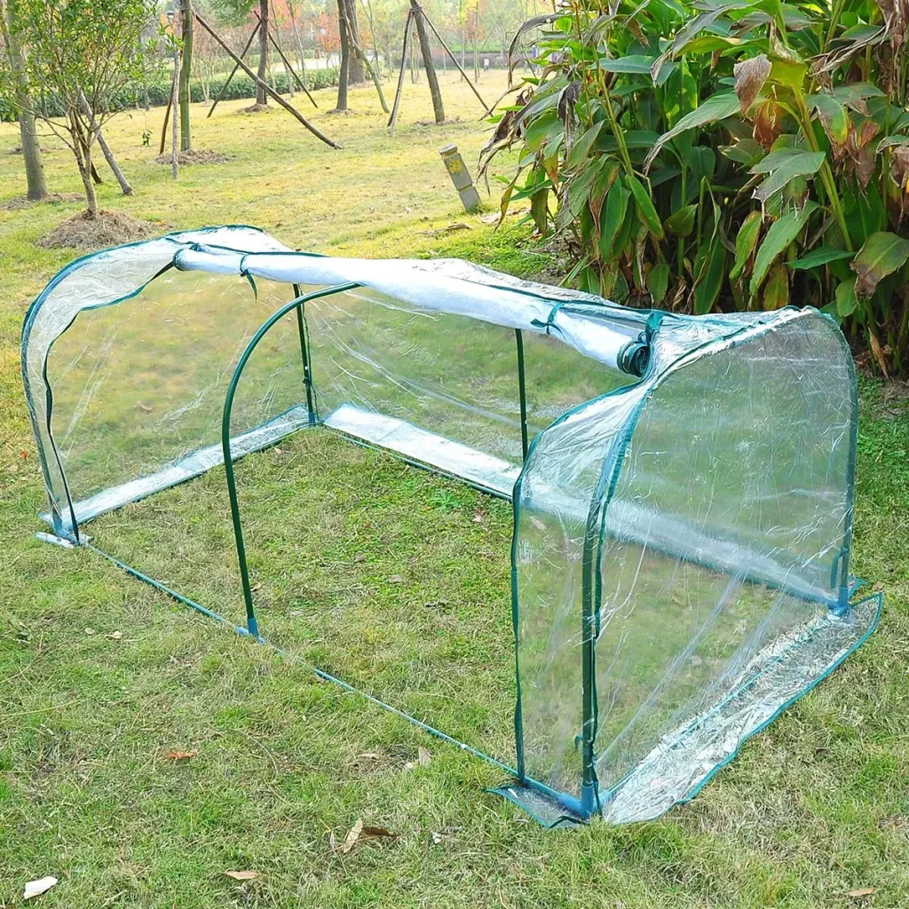 Gewächshaus mit 2 seitlichen Rolltüren transparent