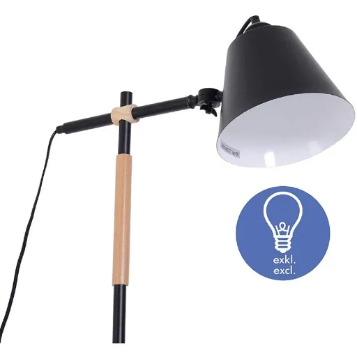 Stehlampe verstellbar Standleuchte Stehleuchte 40W Metall + Holz schwarz 54 x 30 x 155 cm