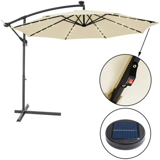 Sonnenschirm Mali mit LED-Beleuchtung kippbare Creme - Ø 3,3m