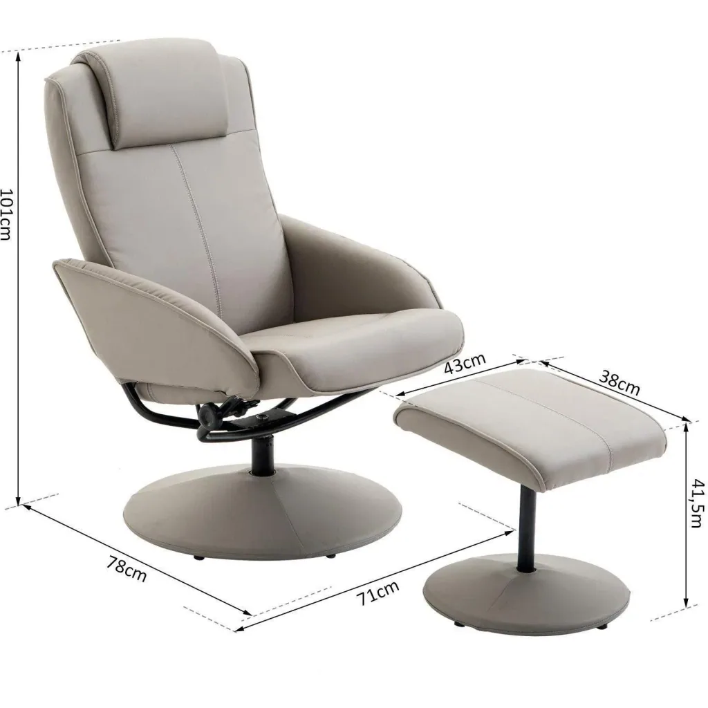 Relaxsessel Fernsehsessel Armsessel 360° drehbar mit Fußstütze Grau
