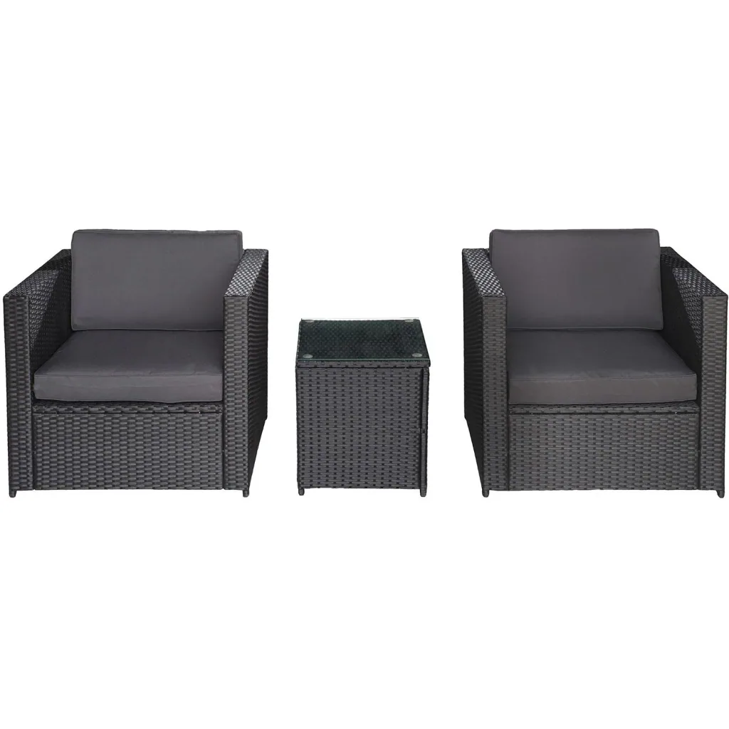 3-tlg, Polyrattan Gartengarnitur Gartenmöbel Garten-Set Sitzgruppe Loungeset inkl, Sitzkissen