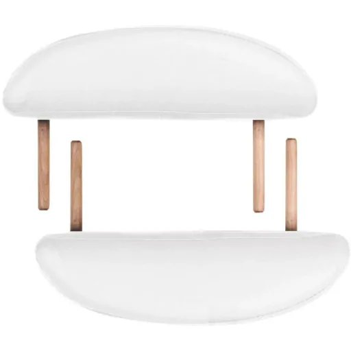 Klappbare Massageliege 10 cm dick mit 2 Nackenrollen oval weiß