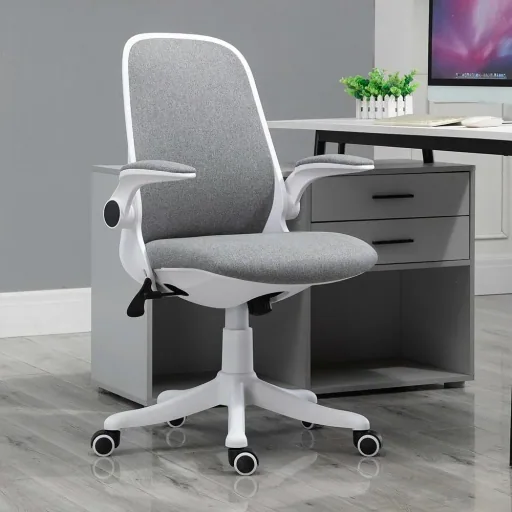 Bürostuhl mit Wippfunktion höhenverstellbar Grau+Weiß