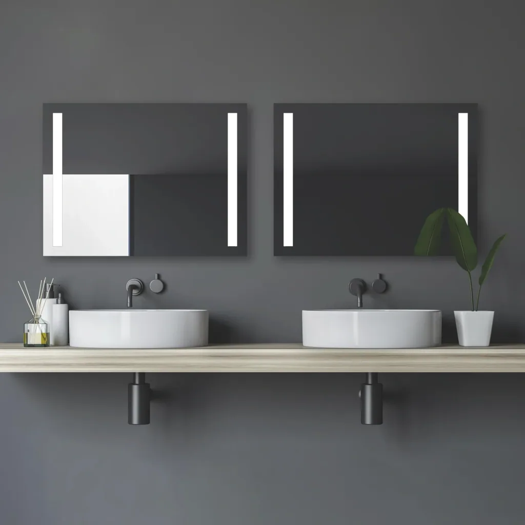Badezimmerspiegel mit Beleuchtung, "Light" - 80 x 60 cm - Lichtfarbe neutralweiß