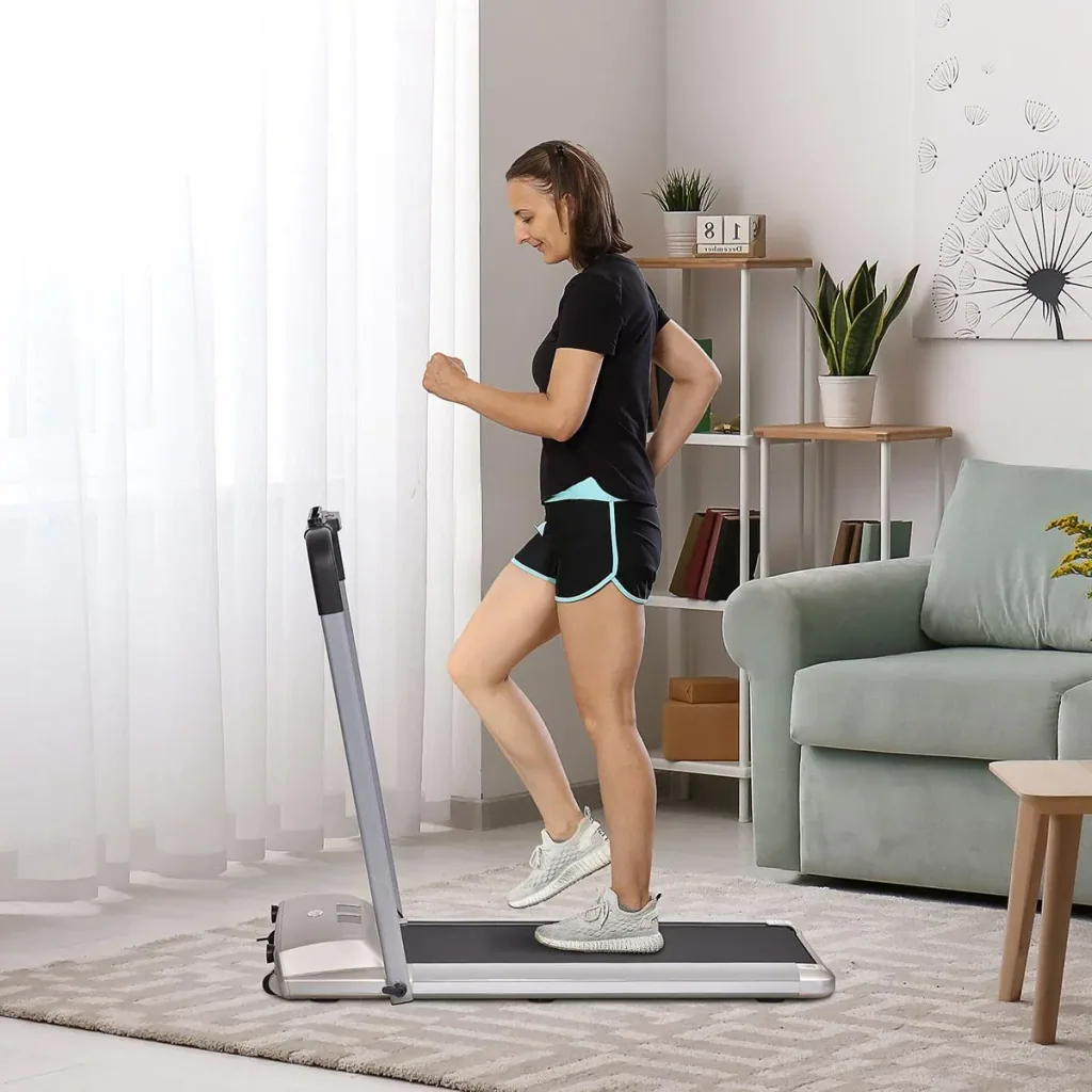 Elektrisches Laufband mit LCD Display, Faltbares Fitnessgerät, 1-10 Km/h, Stahl, Schwarz+ Grau+Champagner, 70 x 128 x 11