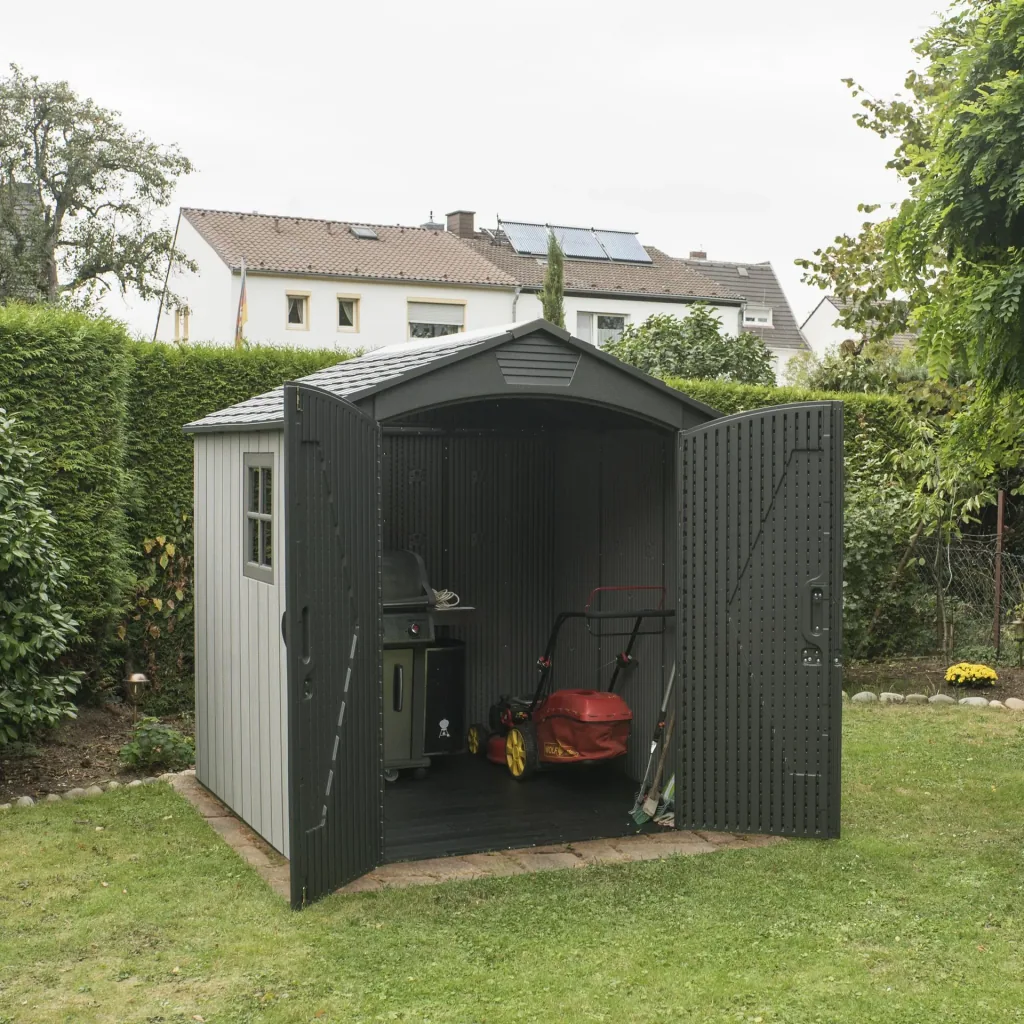 Lifetime Garten-/ Gerätehaus, Geräteschuppen „Stella“, Kunststoff, Anthrazit, 214 x 215 x 228 cm