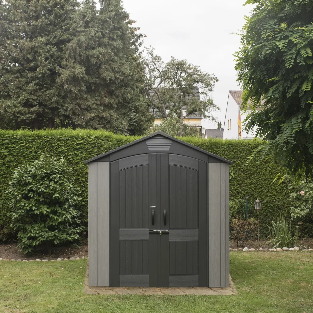 Lifetime Garten-/ Gerätehaus, Geräteschuppen „Stella“, Kunststoff, Anthrazit, 214 x 215 x 228 cm