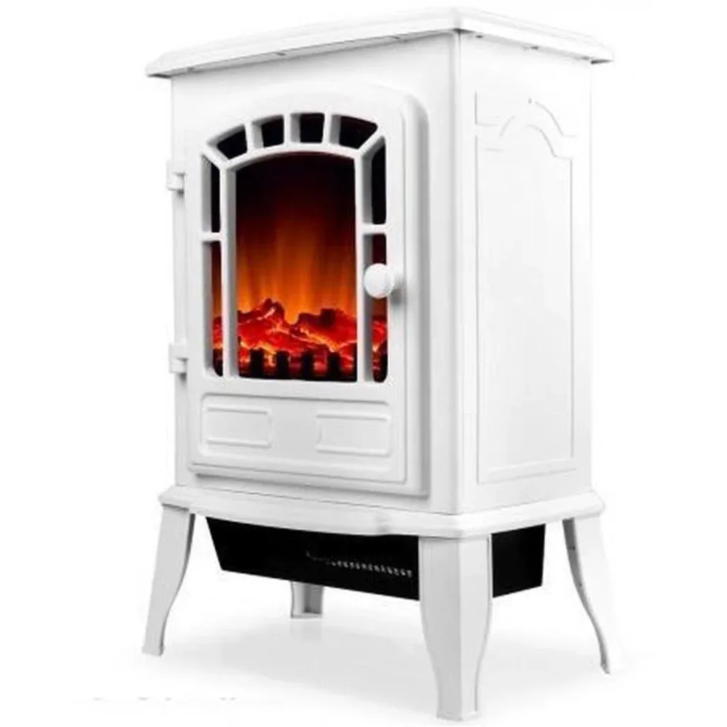 Elektrischer Kamin mit Heizung und offenem Flammeneffekt 2000W weiß
